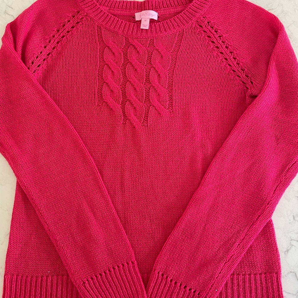 Women's Pink Cable Knit Sweater